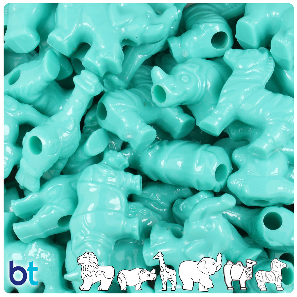 Light Turquoise Opaque Safari Animal Pony Beads (8pcs)