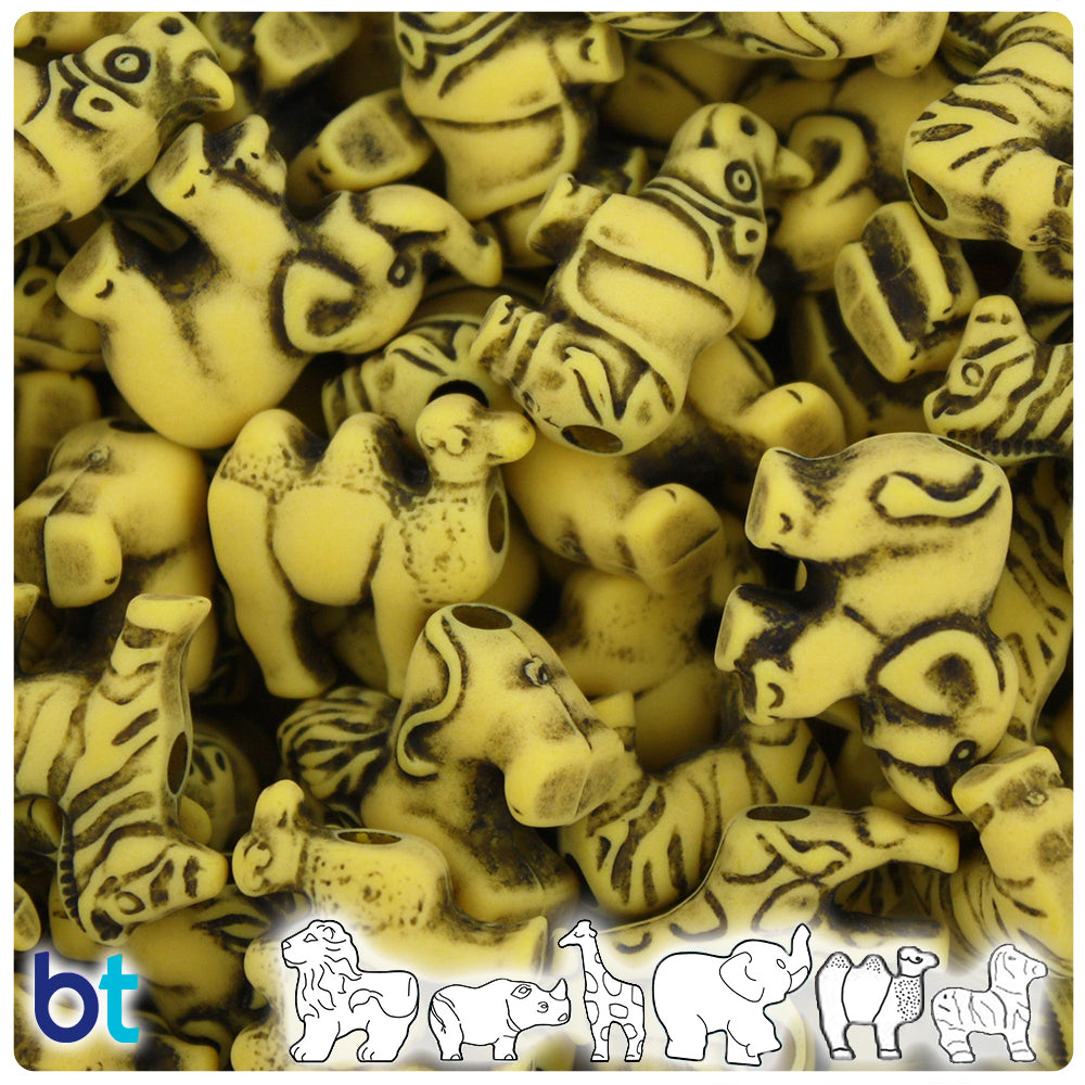 Bright Yellow Antique Safari Animal Pony Beads (2oz)