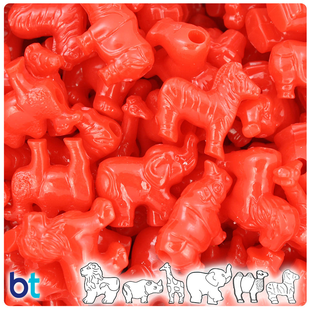 Bright Red Opaque Safari Animal Pony Beads (2oz)