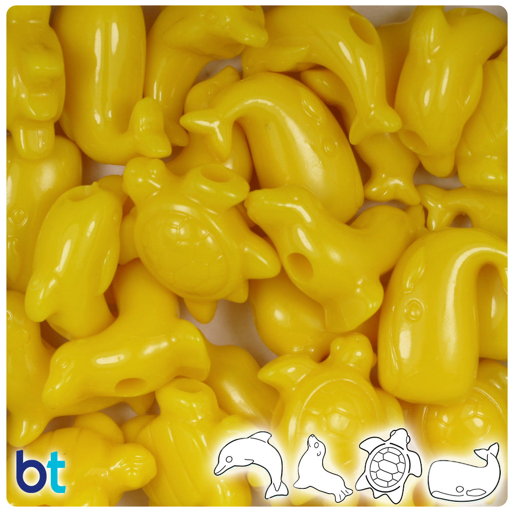 Bright Yellow Opaque Marine Life Pony Beads (2oz)