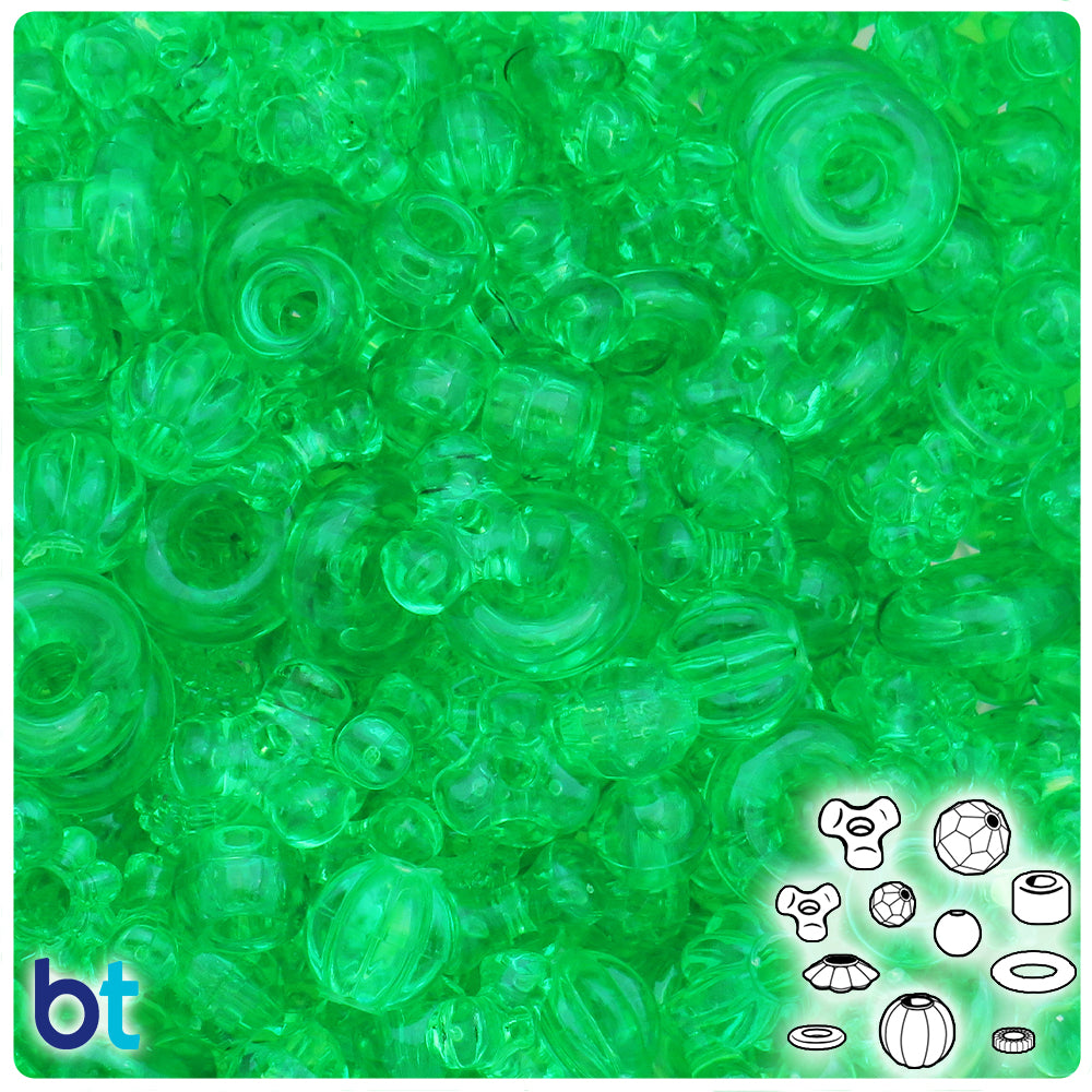 Mint Transparent Plastic Craft Beads Mix (113g)