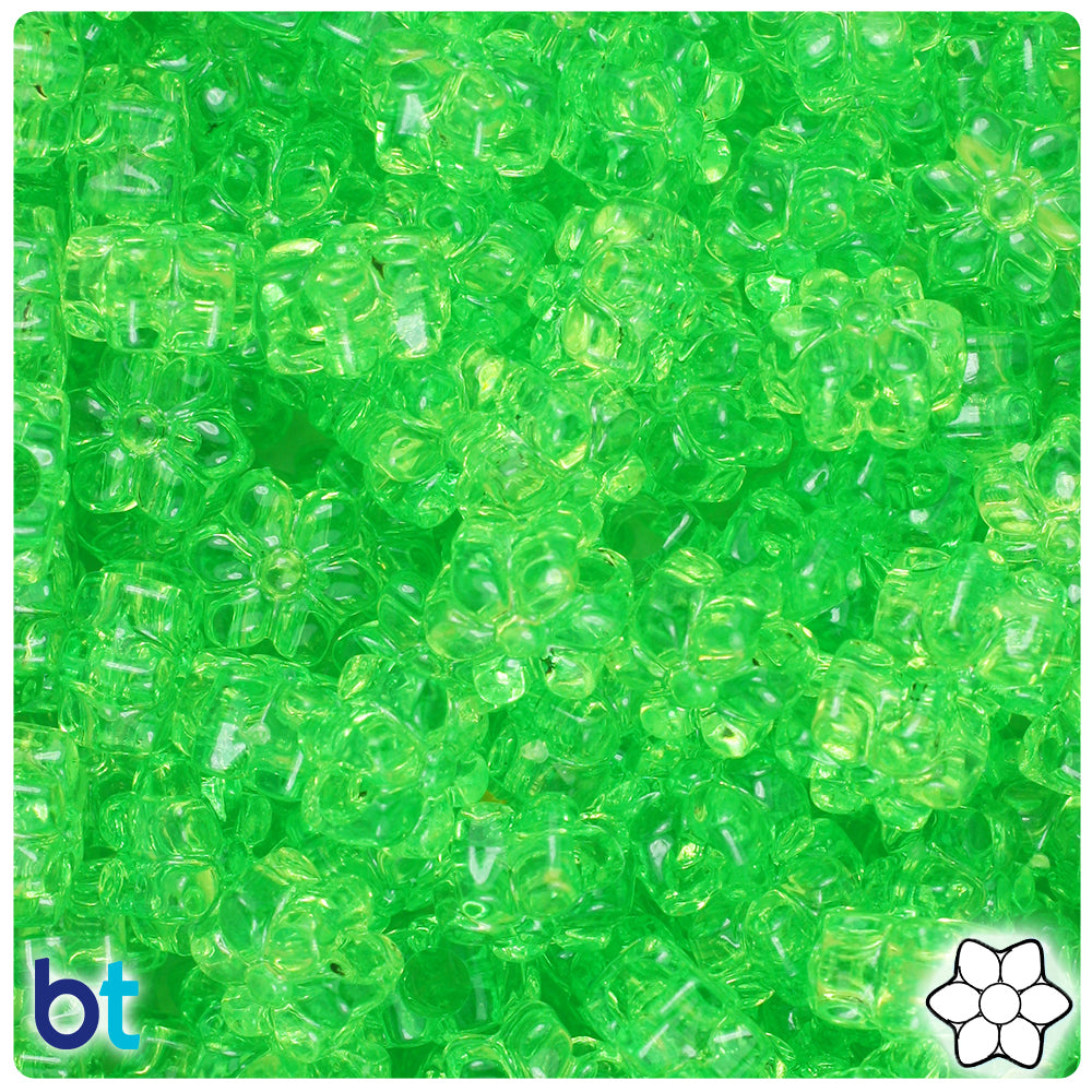 Lime Transparent 13mm Flower Pony Beads (250pcs)
