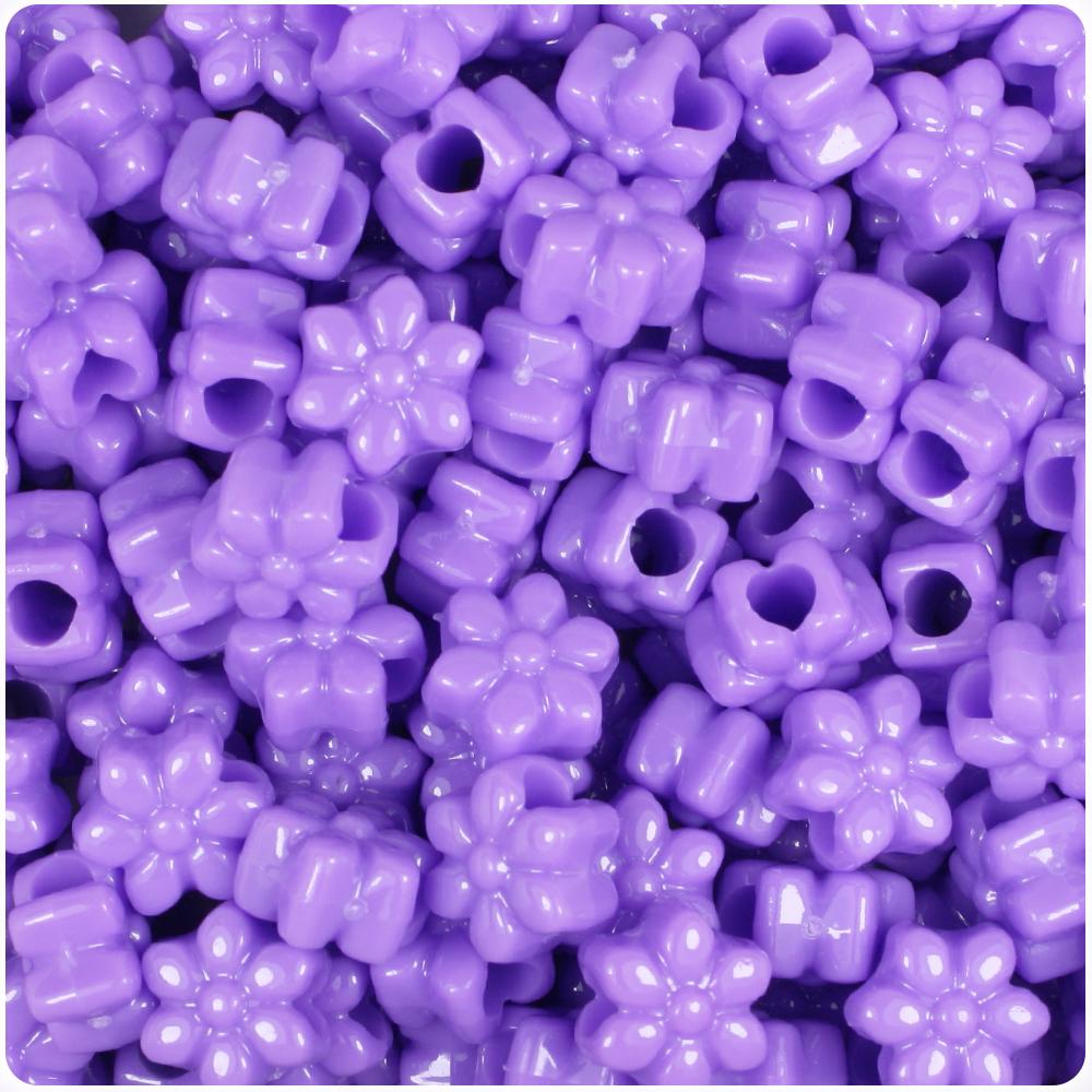 Lilac Opaque 13mm Flower Pony Beads (50pcs)