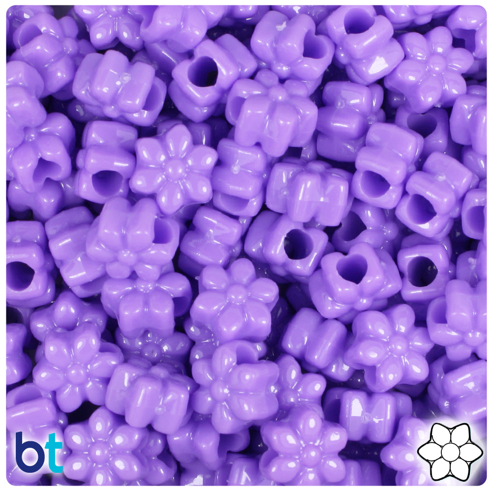 Lilac Opaque 13mm Flower Pony Beads (250pcs)