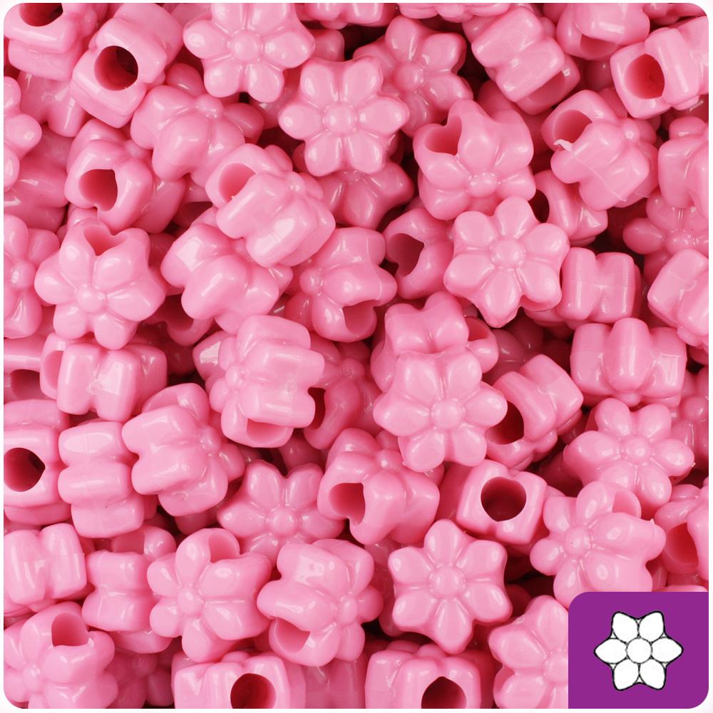 Baby Pink Opaque 13mm Flower Pony Beads (50pcs)
