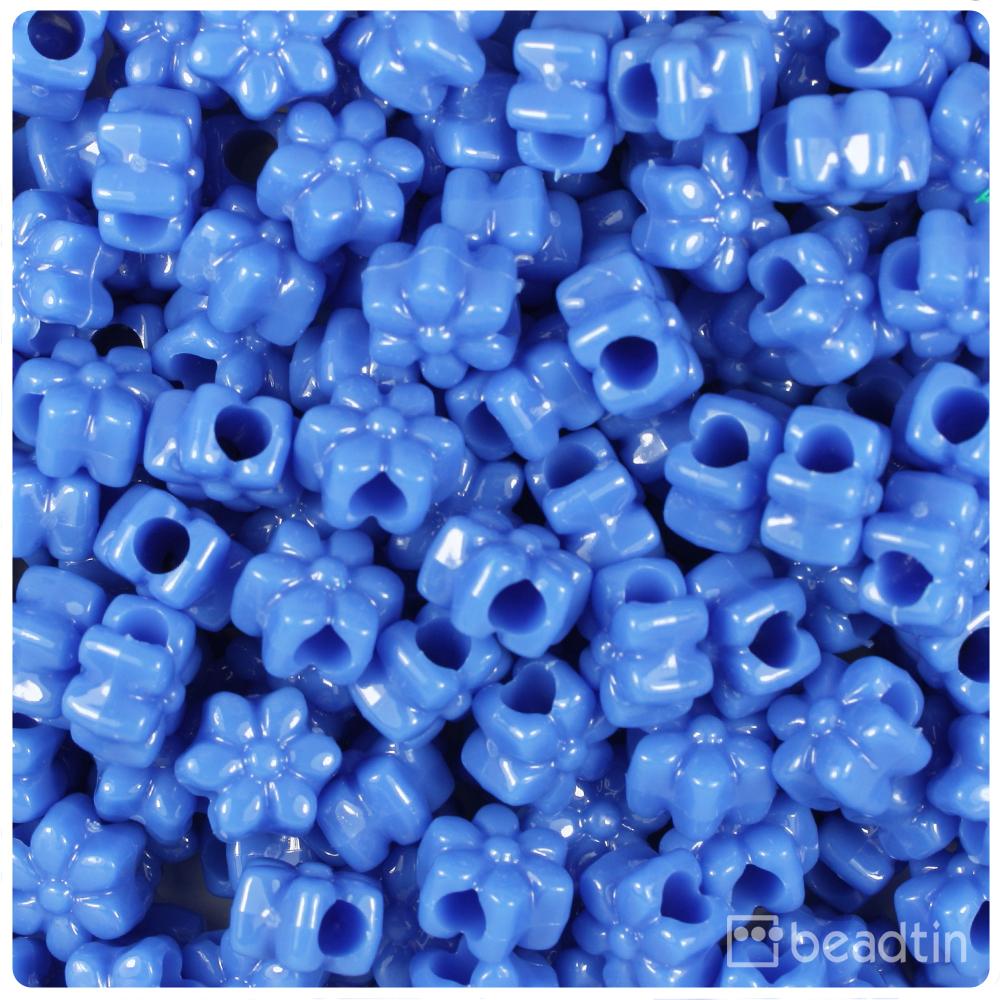 Periwinkle Opaque 13mm Flower Pony Beads (50pcs)