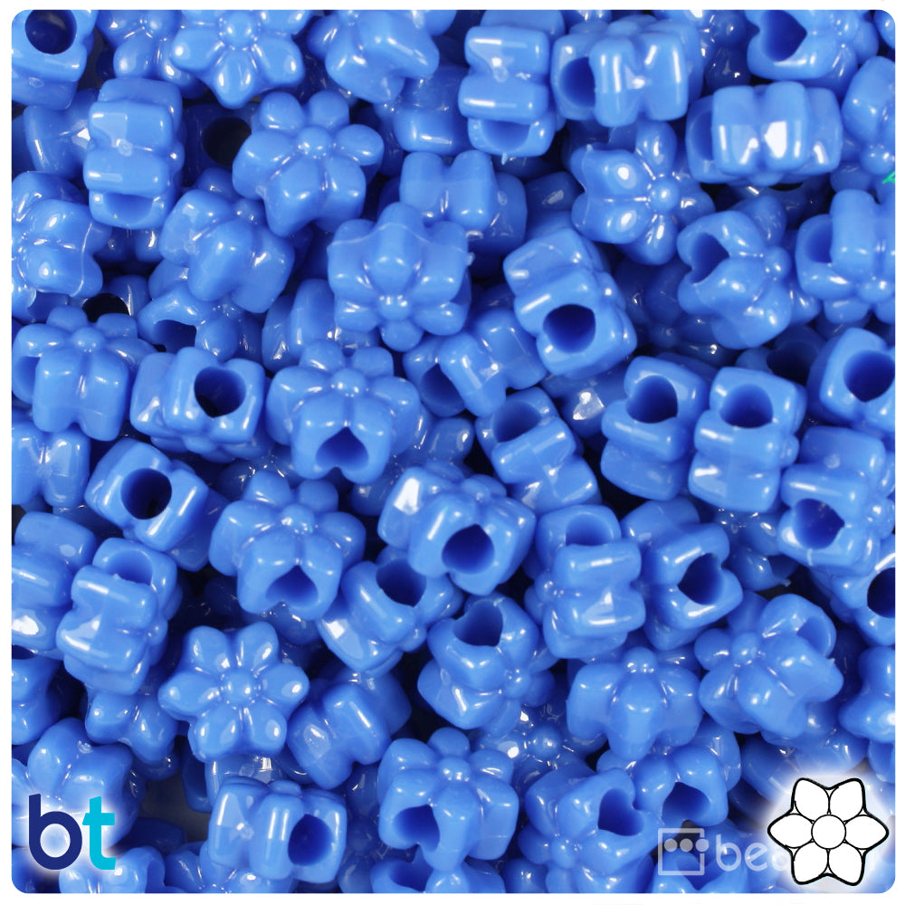 Periwinkle Opaque 13mm Flower Pony Beads (250pcs)