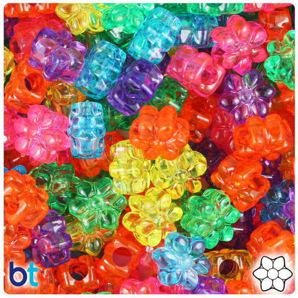 BeadTin Periwinkle Opaque 13mm Flower Plastic Pony Beads (250pcs