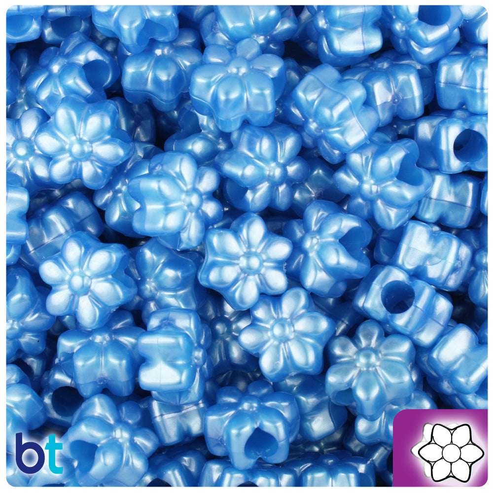 Dark Blue Pearl 13mm Flower Pony Beads (250pcs)