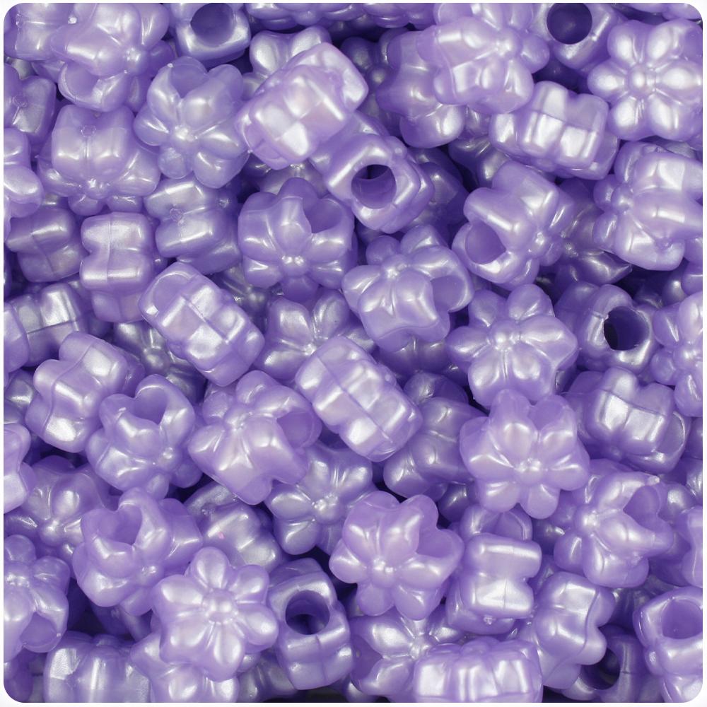 Light Purple Pearl 13mm Flower Pony Beads (50pcs)