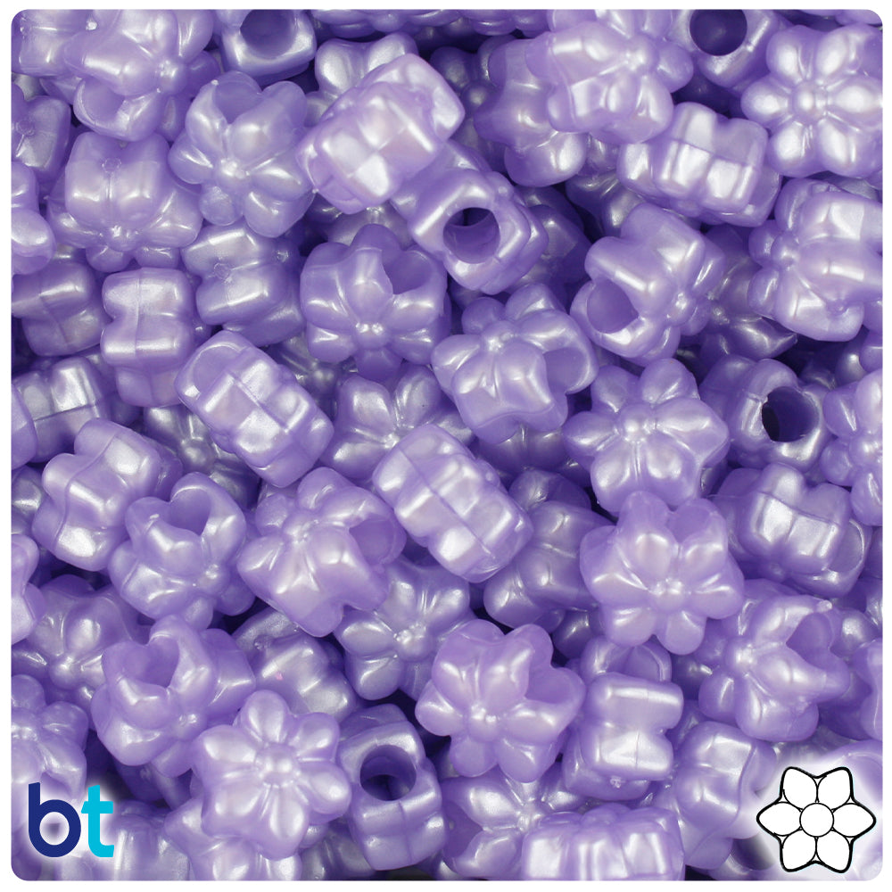 Light Purple Pearl 13mm Flower Pony Beads (250pcs)