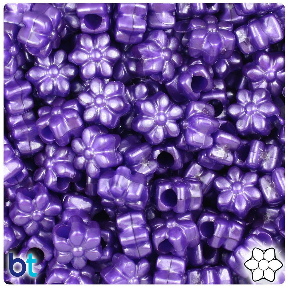 Dark Purple Pearl 13mm Flower Pony Beads (250pcs)