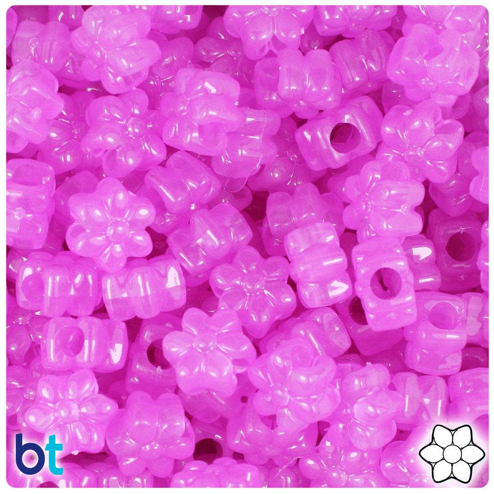 Purple Glow 13mm Flower Pony Beads (250pcs)