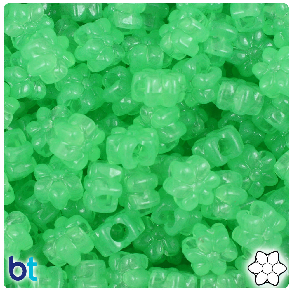 Green Glow 13mm Flower Pony Beads (250pcs)
