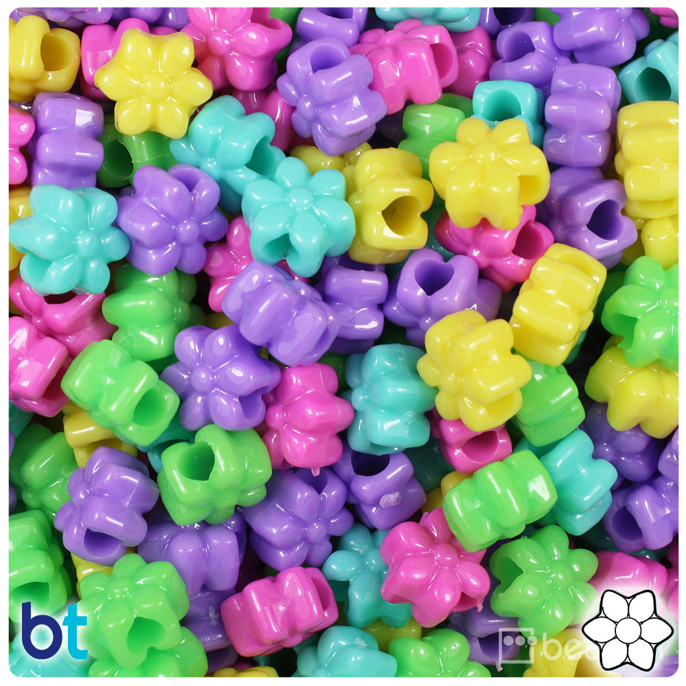 Candy Mix Opaque 13mm Flower Pony Beads (250pcs)