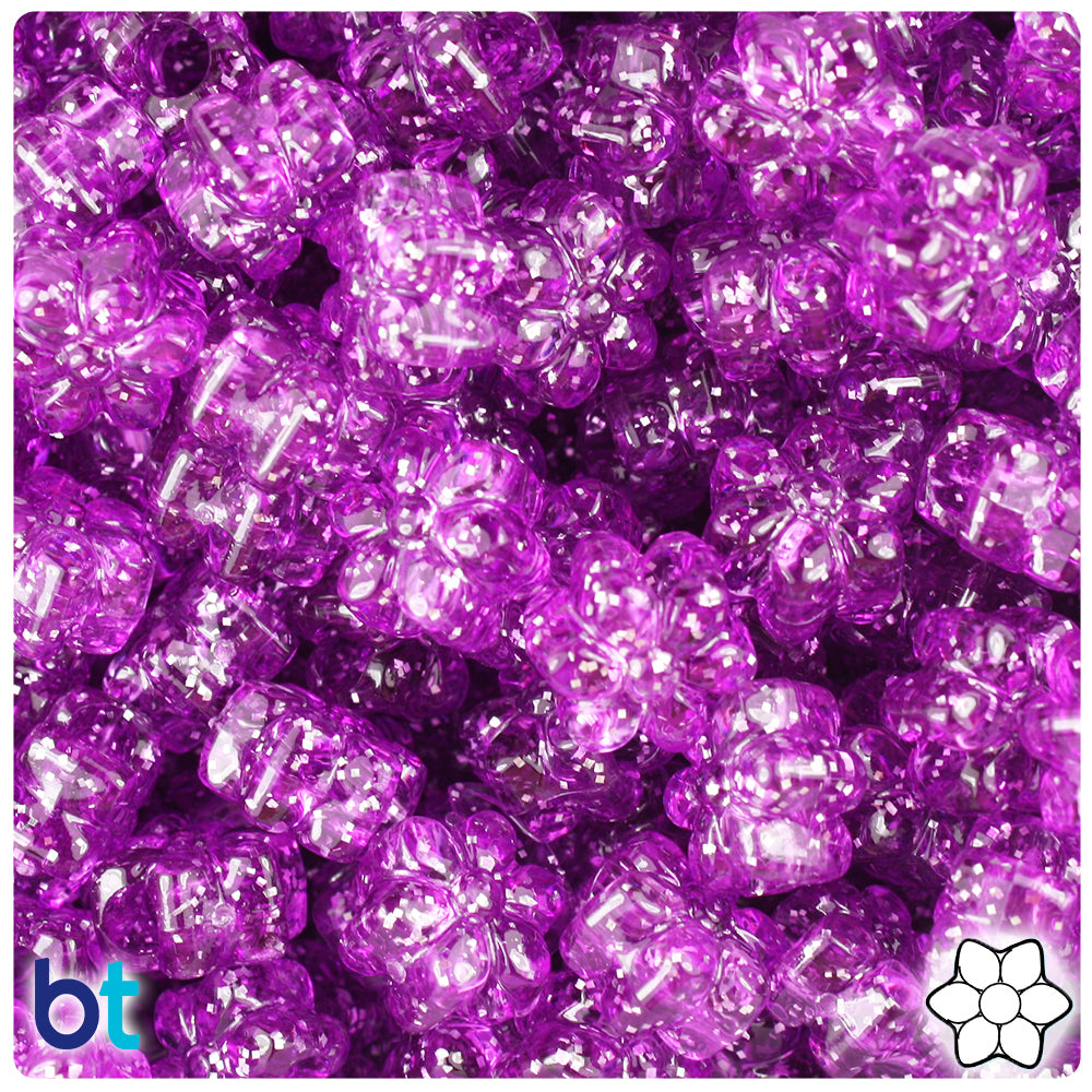 Lilac Sparkle 13mm Flower Pony Beads (250pcs)