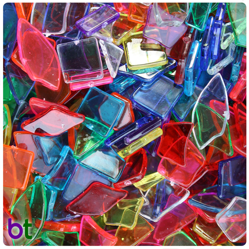 Transparent Mix Broken Design Plastic Mosaic Pieces (8oz)