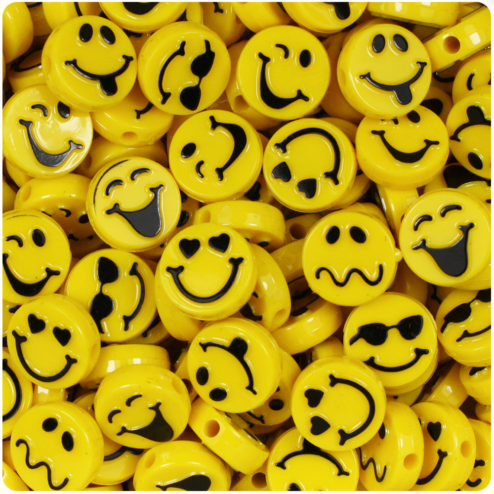 Expressions 13mm Picture Beads - Bright Yellow Opaque with Black (30pcs)