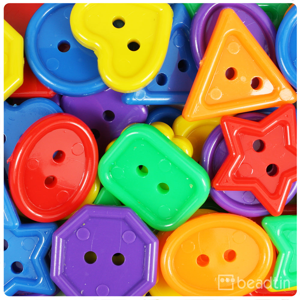 Opaque Mix 25mm Plastic Novelty Buttons (4oz)