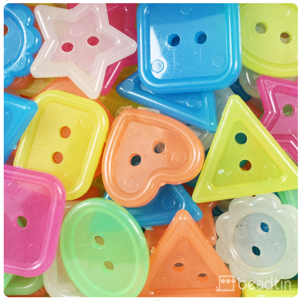 Glow Mix 25mm Plastic Novelty Buttons (4oz)