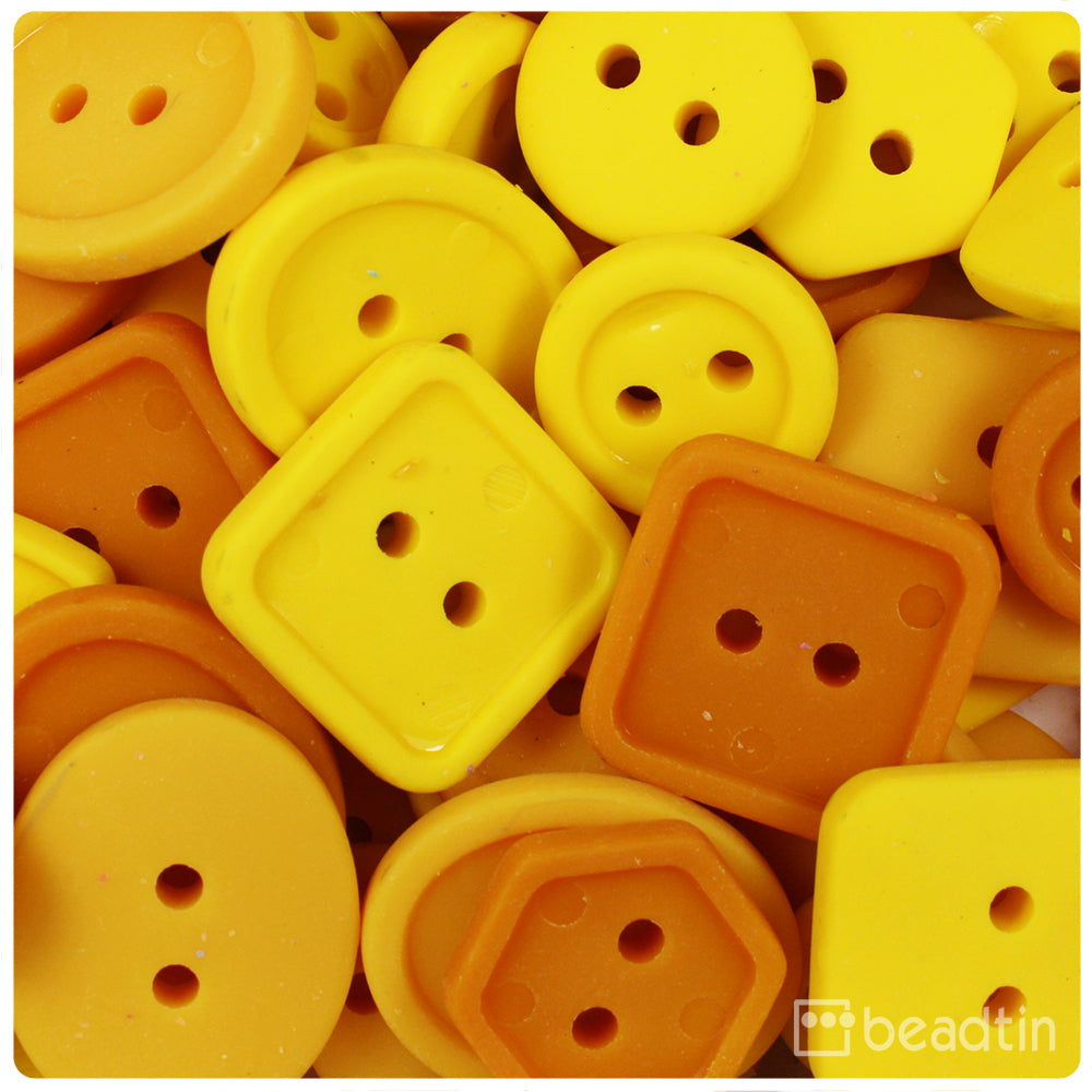 Yellow Mix Matte Plastic Craft Buttons (65pcs)