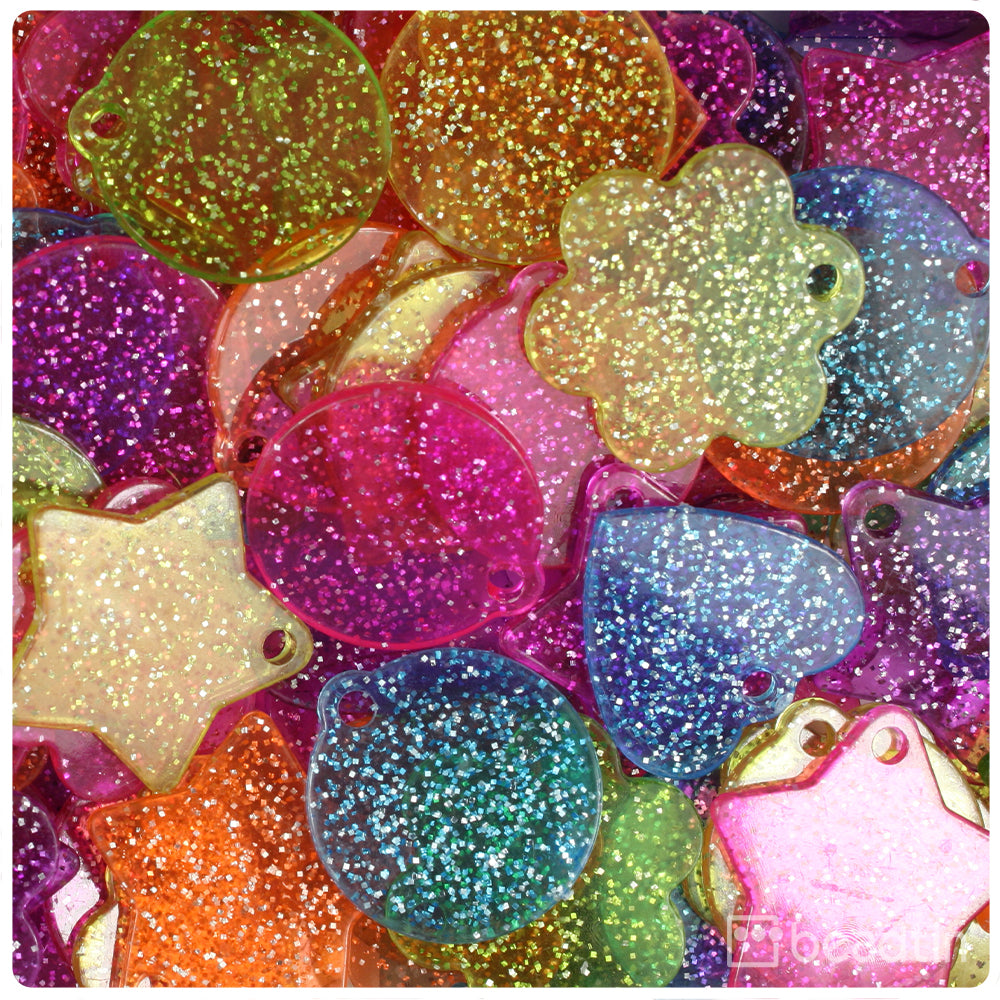 Jelly Mix Sparkle 24mm Plastic Pendants (144pcs)