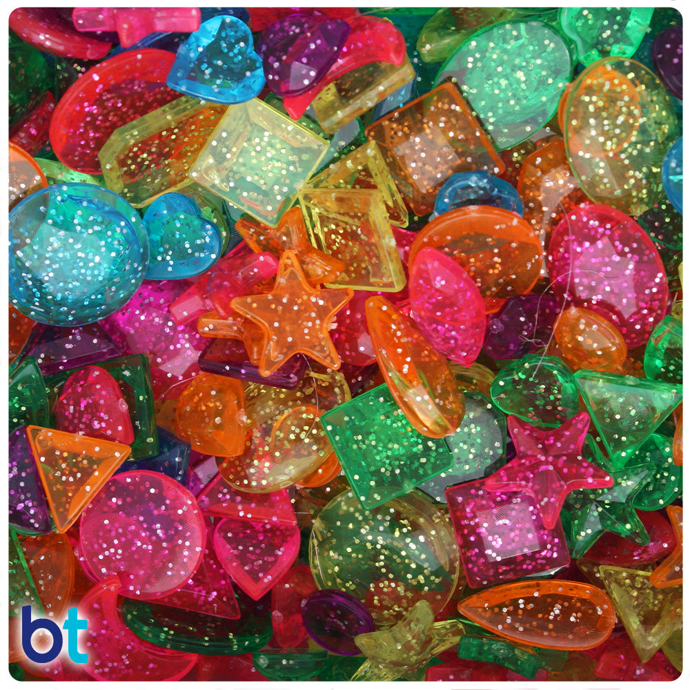 Jelly Mix Sparkle Assorted Plastic Faceted Stones (4oz)