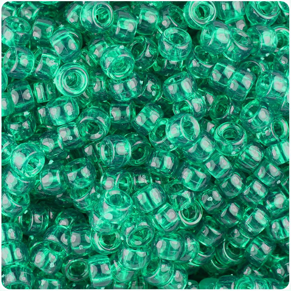 Emerald Transparent 6.5mm Mini Barrel Pony Beads (200pcs)