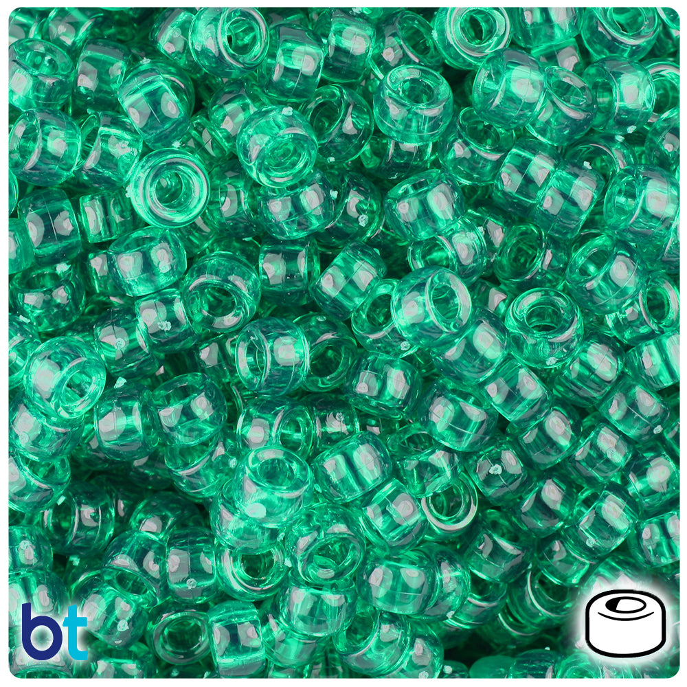 Emerald Transparent 6.5mm Mini Barrel Pony Beads (1000pcs)