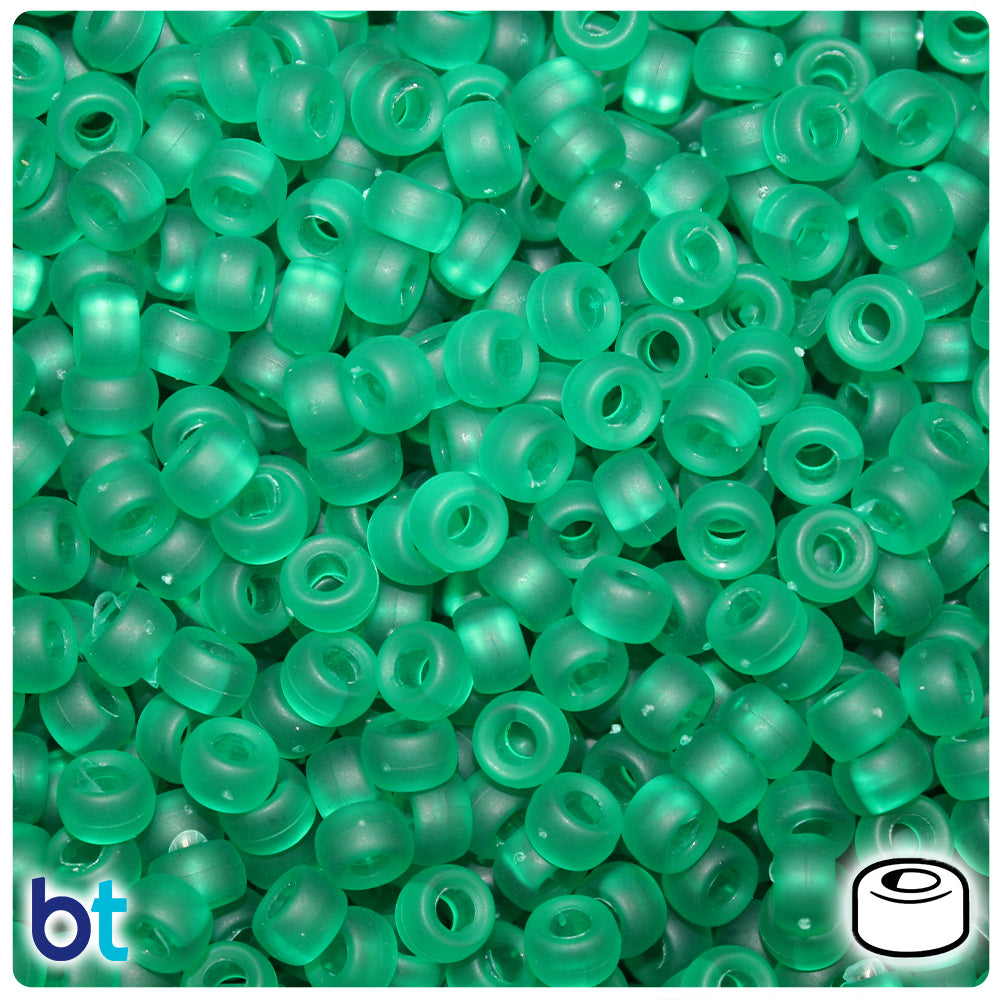 Emerald Frosted 6.5mm Mini Barrel Pony Beads (1000pcs)