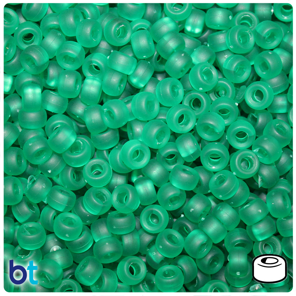 Emerald Frosted 6.5mm Mini Barrel Pony Beads (200pcs)