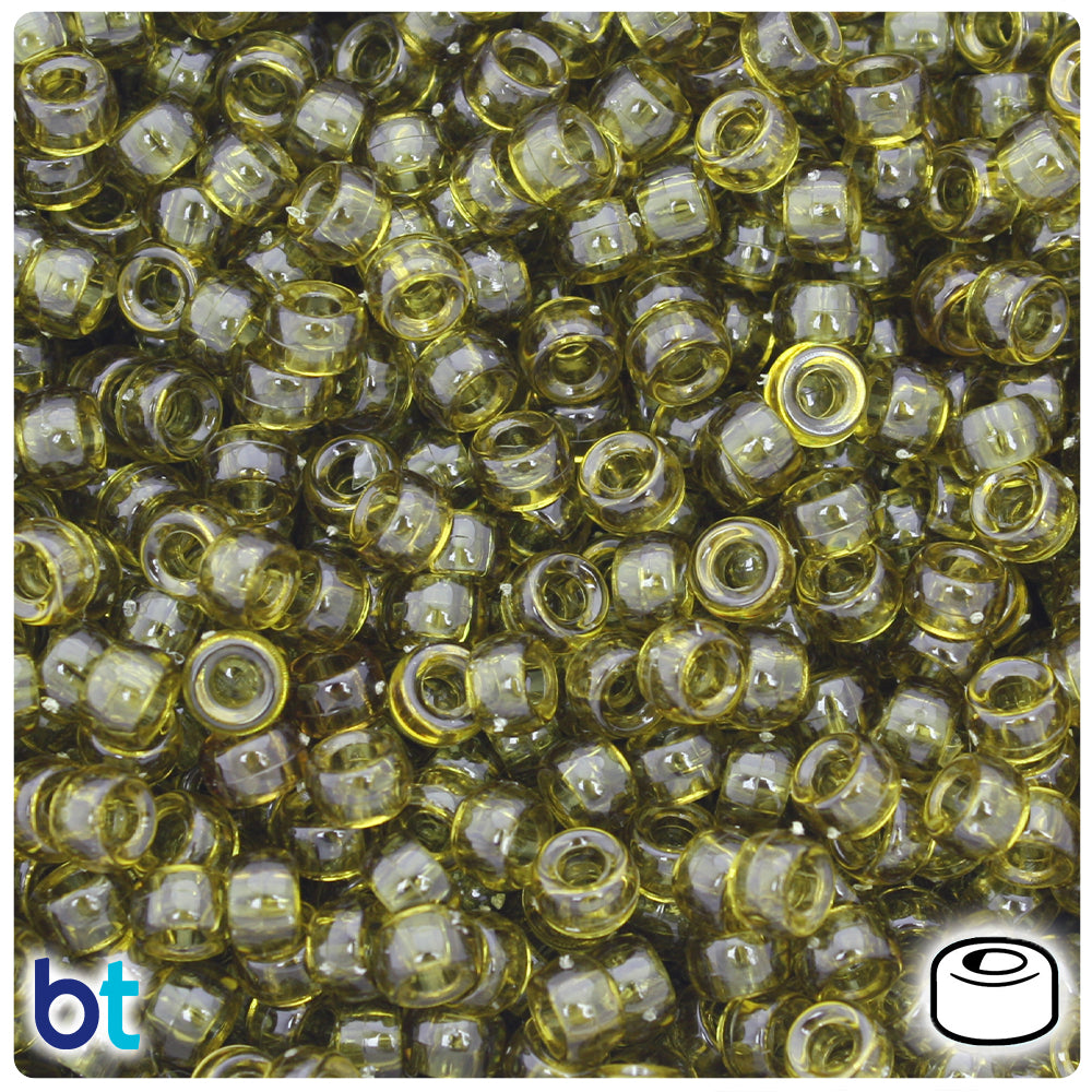 Avocado Transparent 6.5mm Mini Barrel Pony Beads (1000pcs)