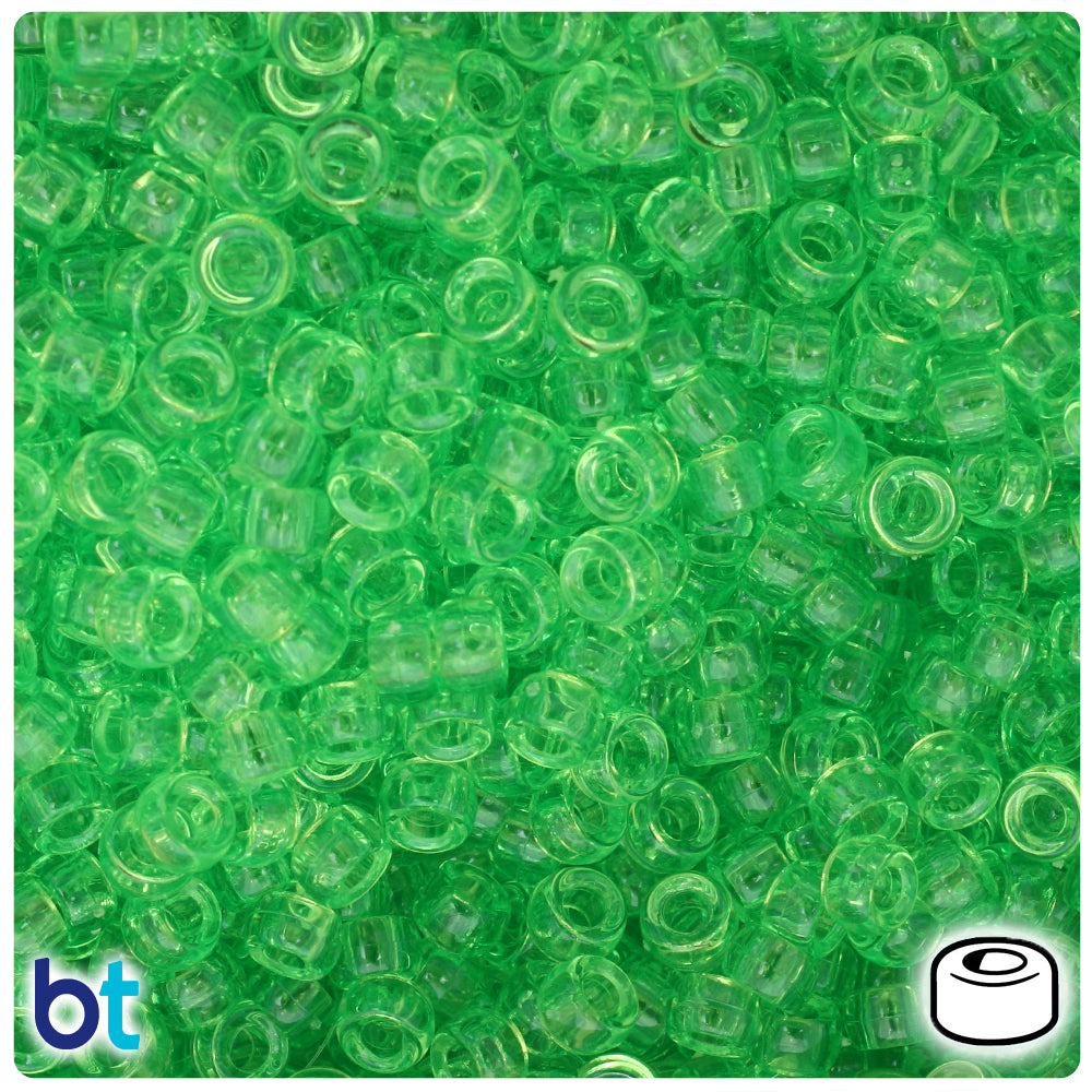 Lime Transparent 6.5mm Mini Barrel Pony Beads (1000pcs)