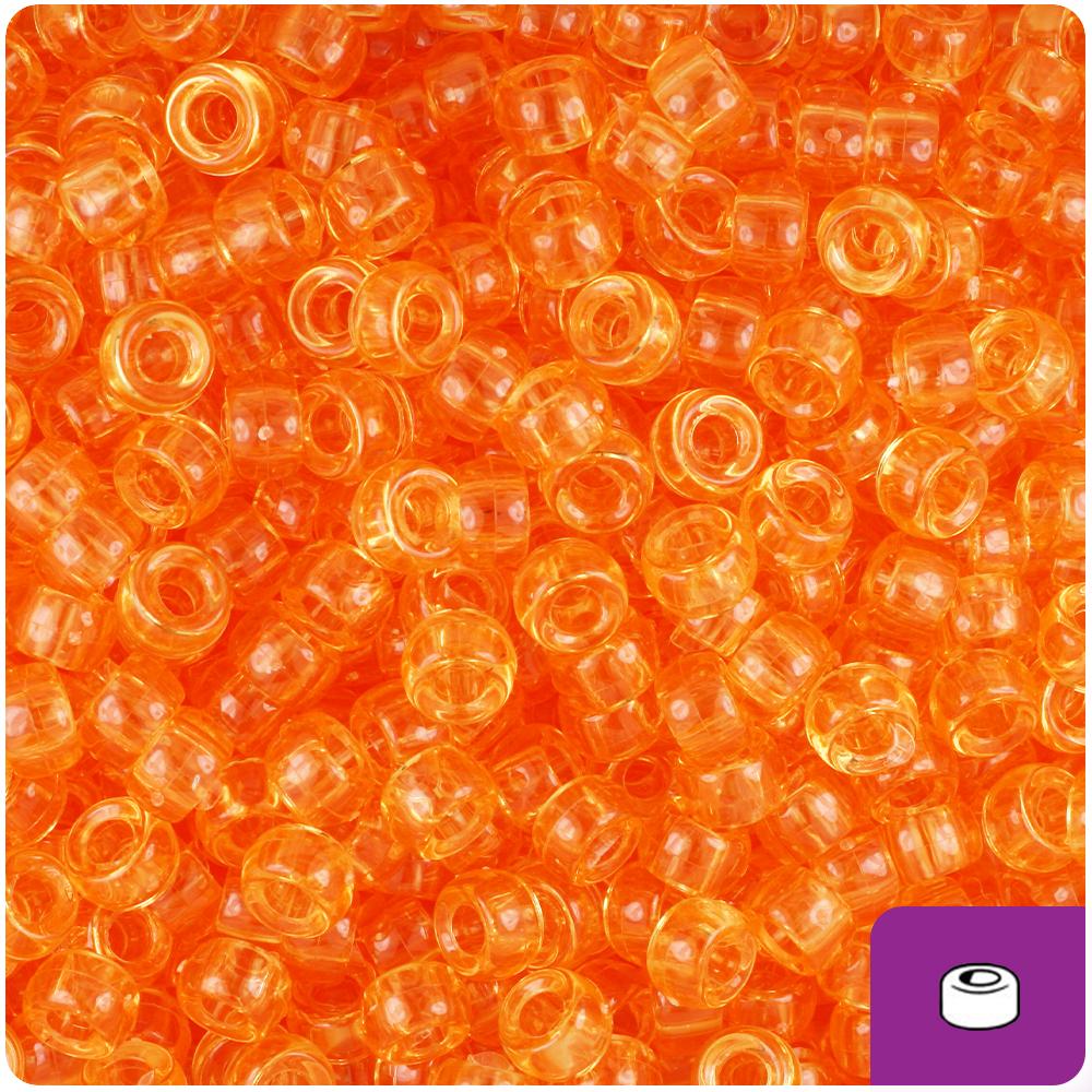 Orange Transparent 6.5mm Mini Barrel Pony Beads (200pcs)
