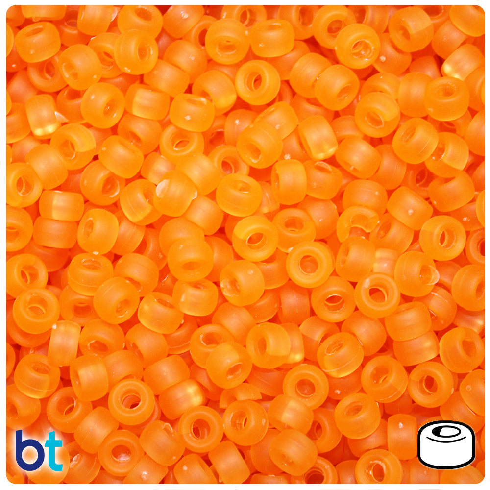 Orange Frosted 6.5mm Mini Barrel Pony Beads (200pcs)