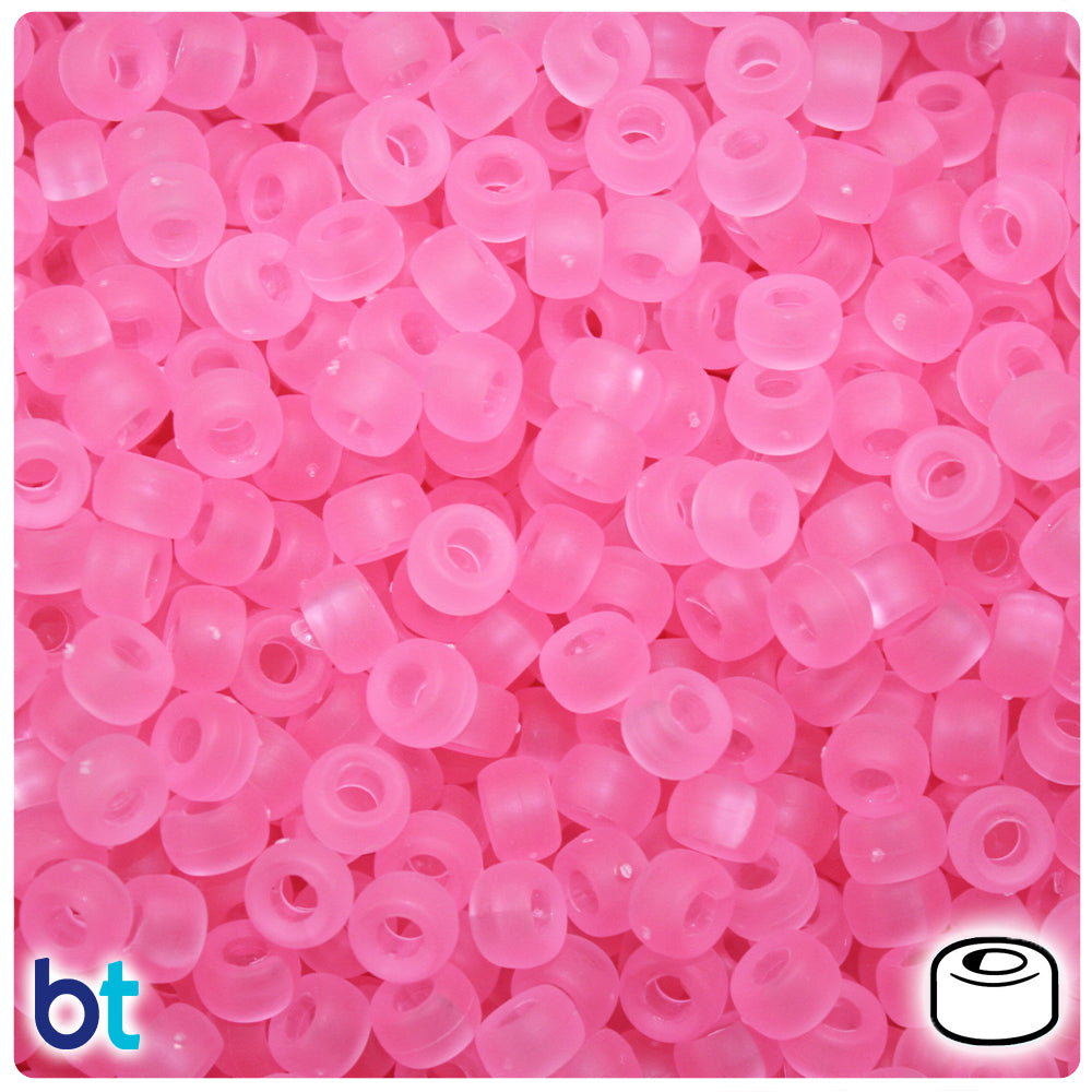 Pink Frosted 6.5mm Mini Barrel Pony Beads (1000pcs)