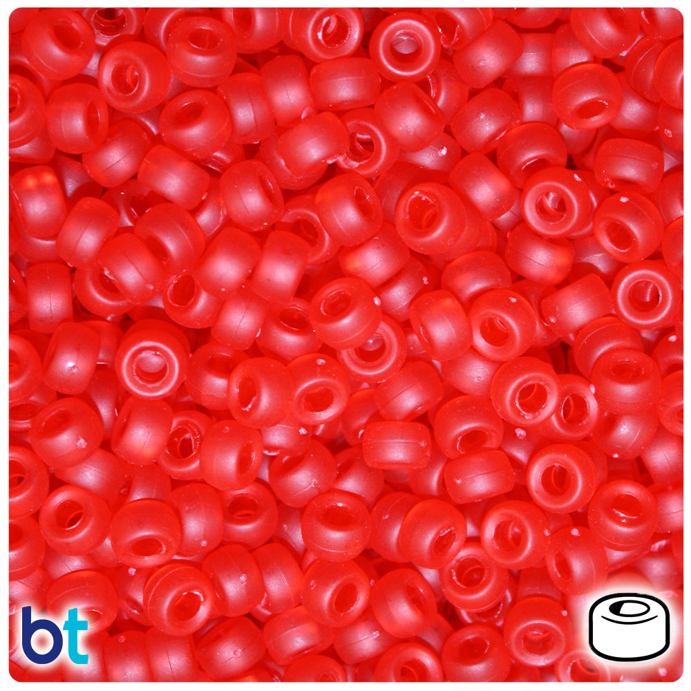 Ruby Frosted 6.5mm Mini Barrel Pony Beads (1000pcs)