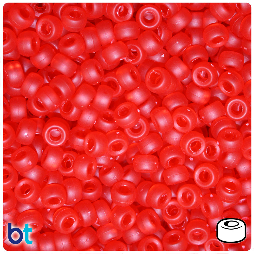 Ruby Frosted 6.5mm Mini Barrel Pony Beads (200pcs)