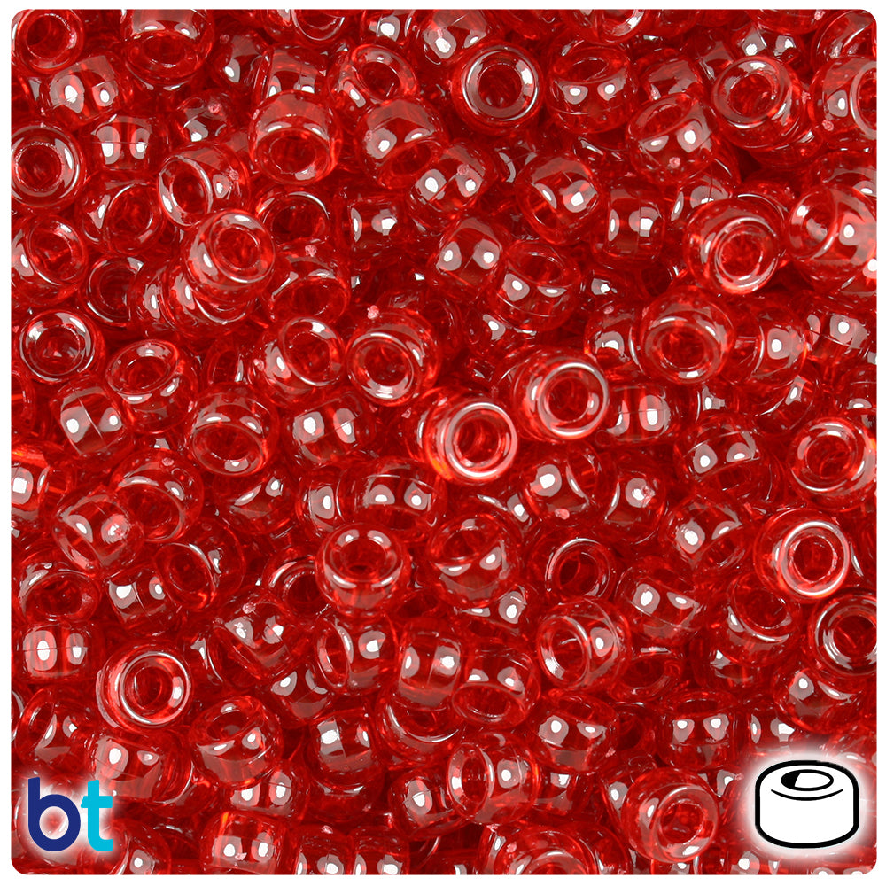 Dark Ruby Transparent 6.5mm Mini Barrel Pony Beads (1000pcs)
