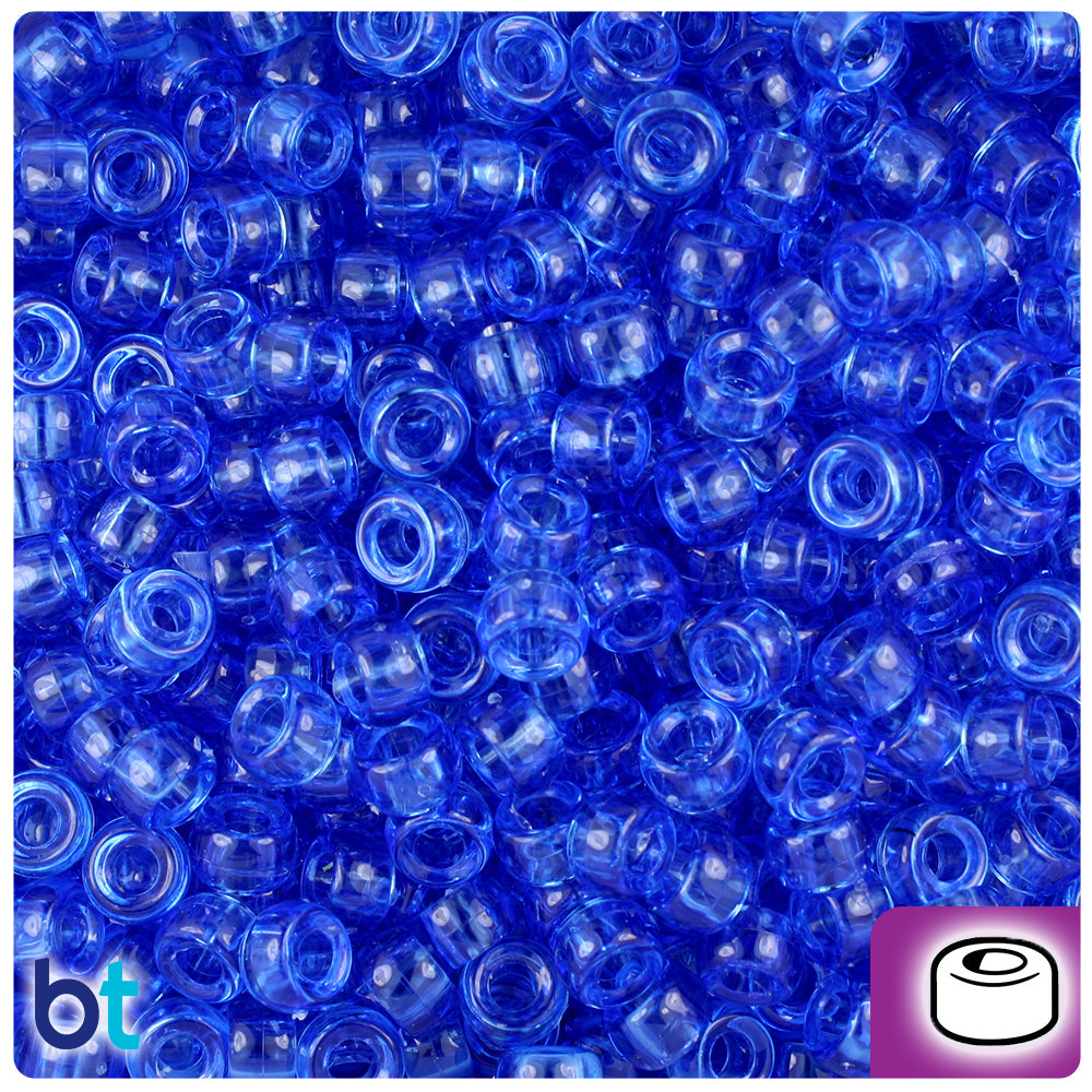 Dark Sapphire Transparent 6.5mm Mini Barrel Pony Beads (1000pcs)