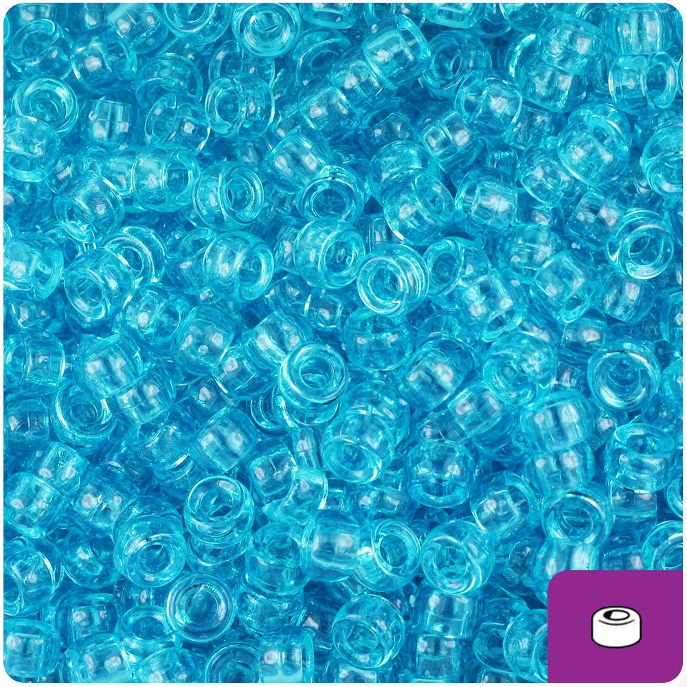 Turquoise Transparent 6.5mm Mini Barrel Pony Beads (200pcs)