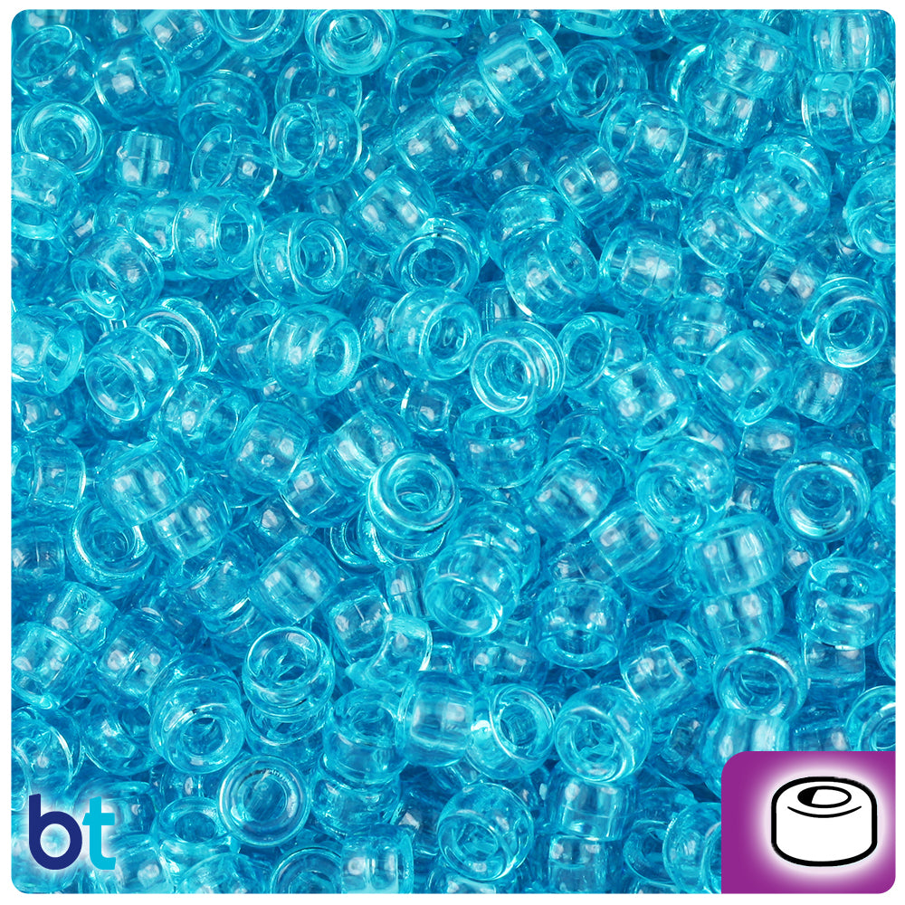 Turquoise Transparent 6.5mm Mini Barrel Pony Beads (1000pcs)