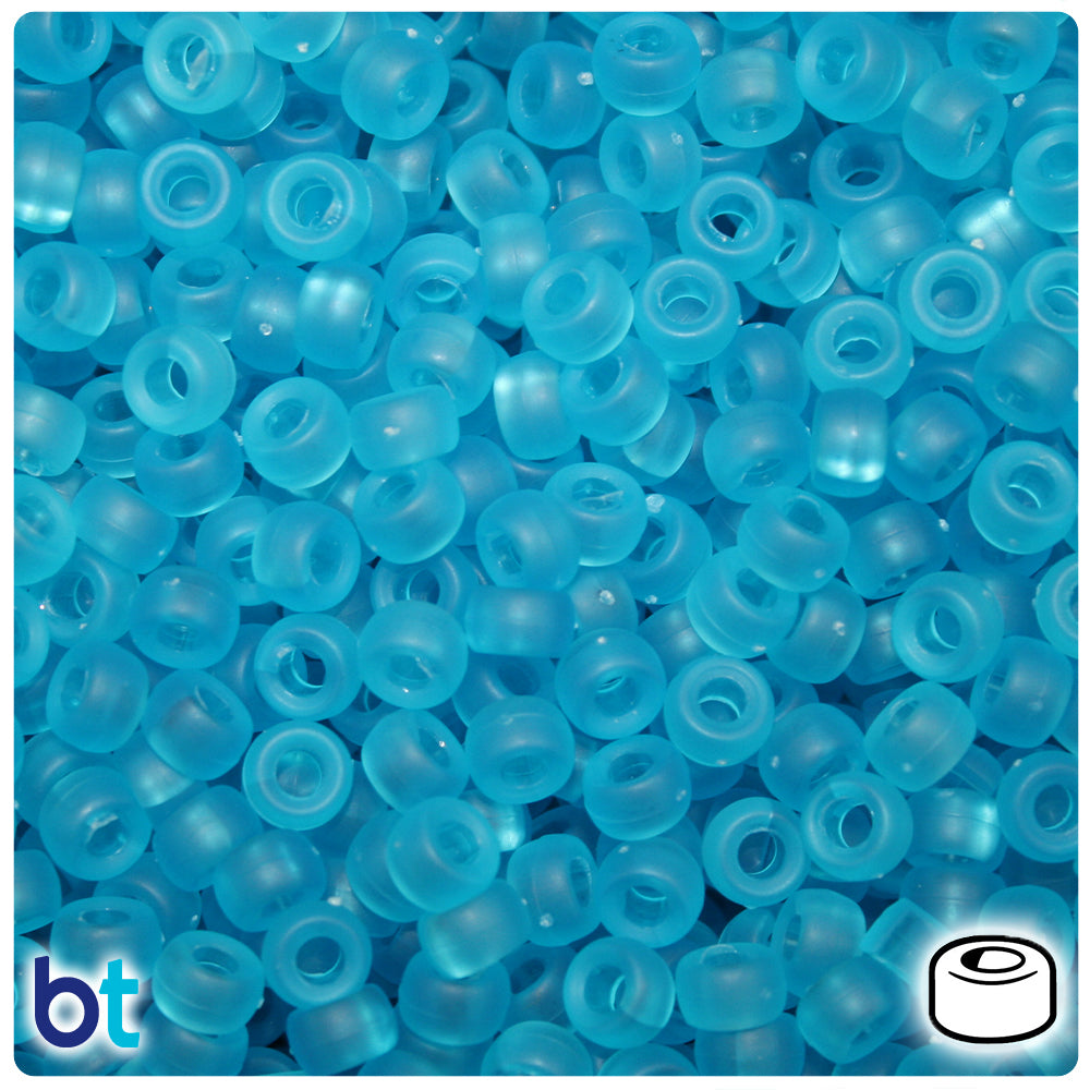 Turquoise Frosted 6.5mm Mini Barrel Pony Beads (1000pcs)