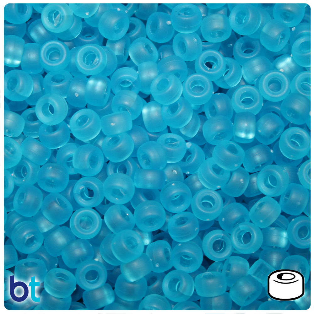 Turquoise Frosted 6.5mm Mini Barrel Pony Beads (200pcs)