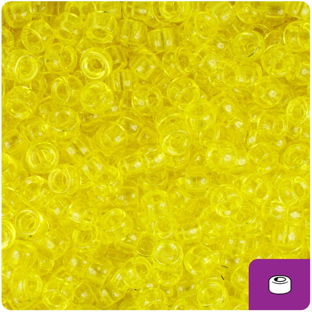 Yellow Transparent 6.5mm Mini Barrel Pony Beads (200pcs)