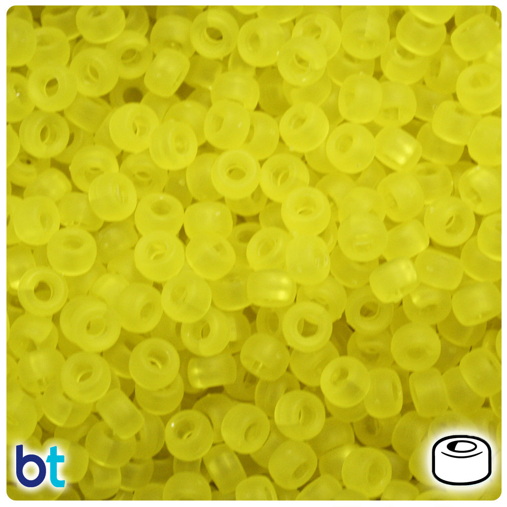 Yellow Frosted 6.5mm Mini Barrel Pony Beads (1000pcs)