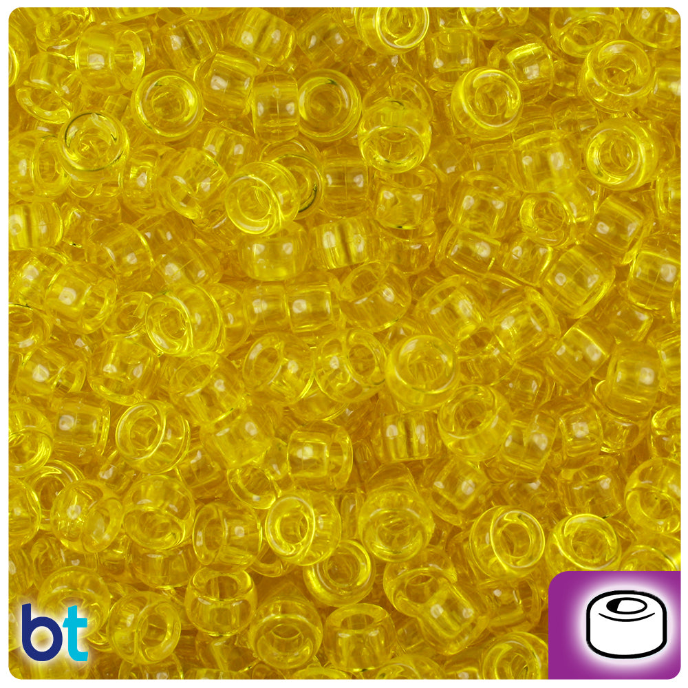 Dark Yellow Transparent 6.5mm Mini Barrel Pony Beads (1000pcs)