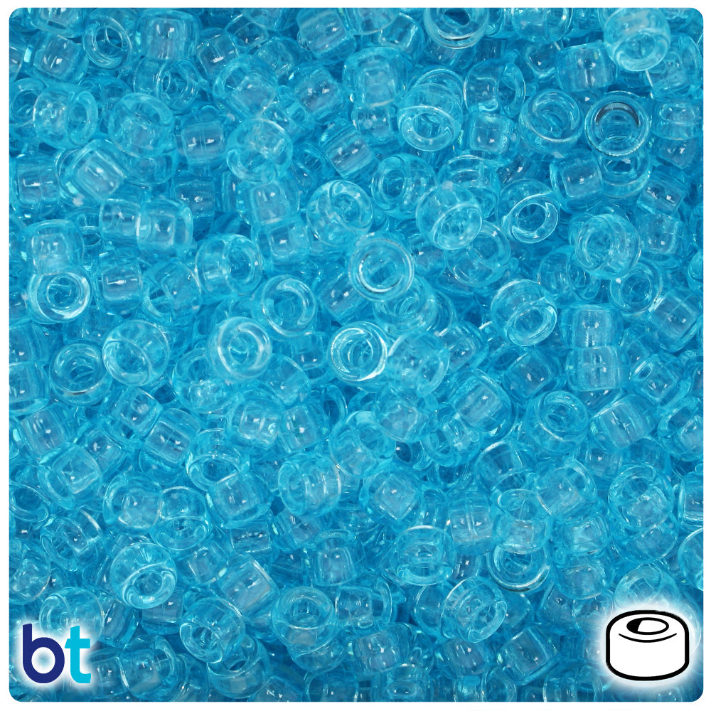 Light Turquoise Transparent 6.5mm Mini Barrel Pony Beads (1000pcs)