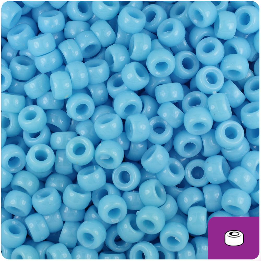 Baby Blue Opaque 6.5mm Mini Barrel Pony Beads (200pcs)