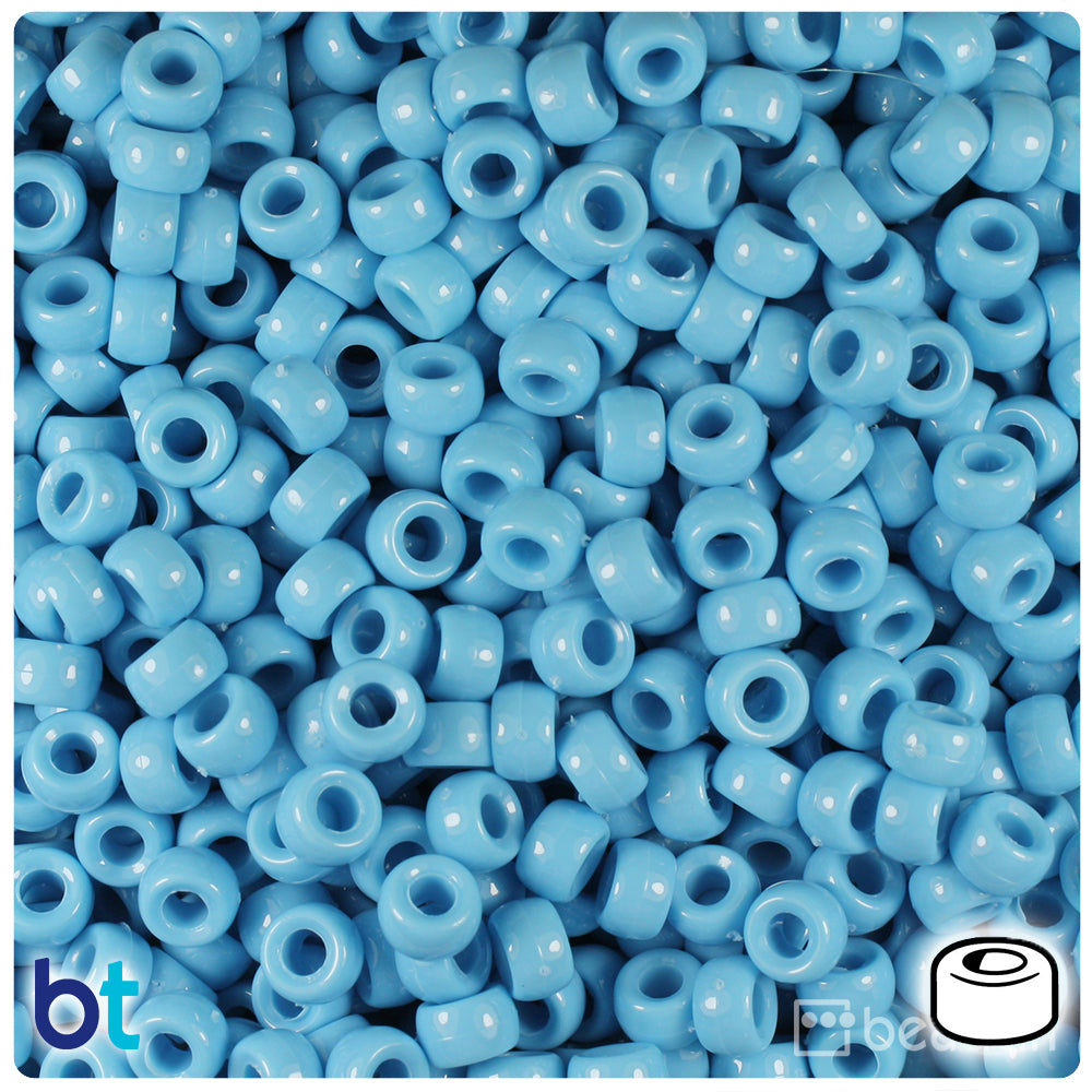 Baby Blue Opaque 6.5mm Mini Barrel Pony Beads (1000pcs)